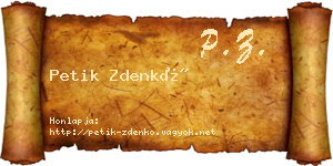 Petik Zdenkó névjegykártya